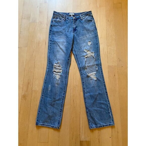 ABOUND Bnwot Blue "Losse Straight" Jeans New Relaxed Distressed - Picture 2 of 7